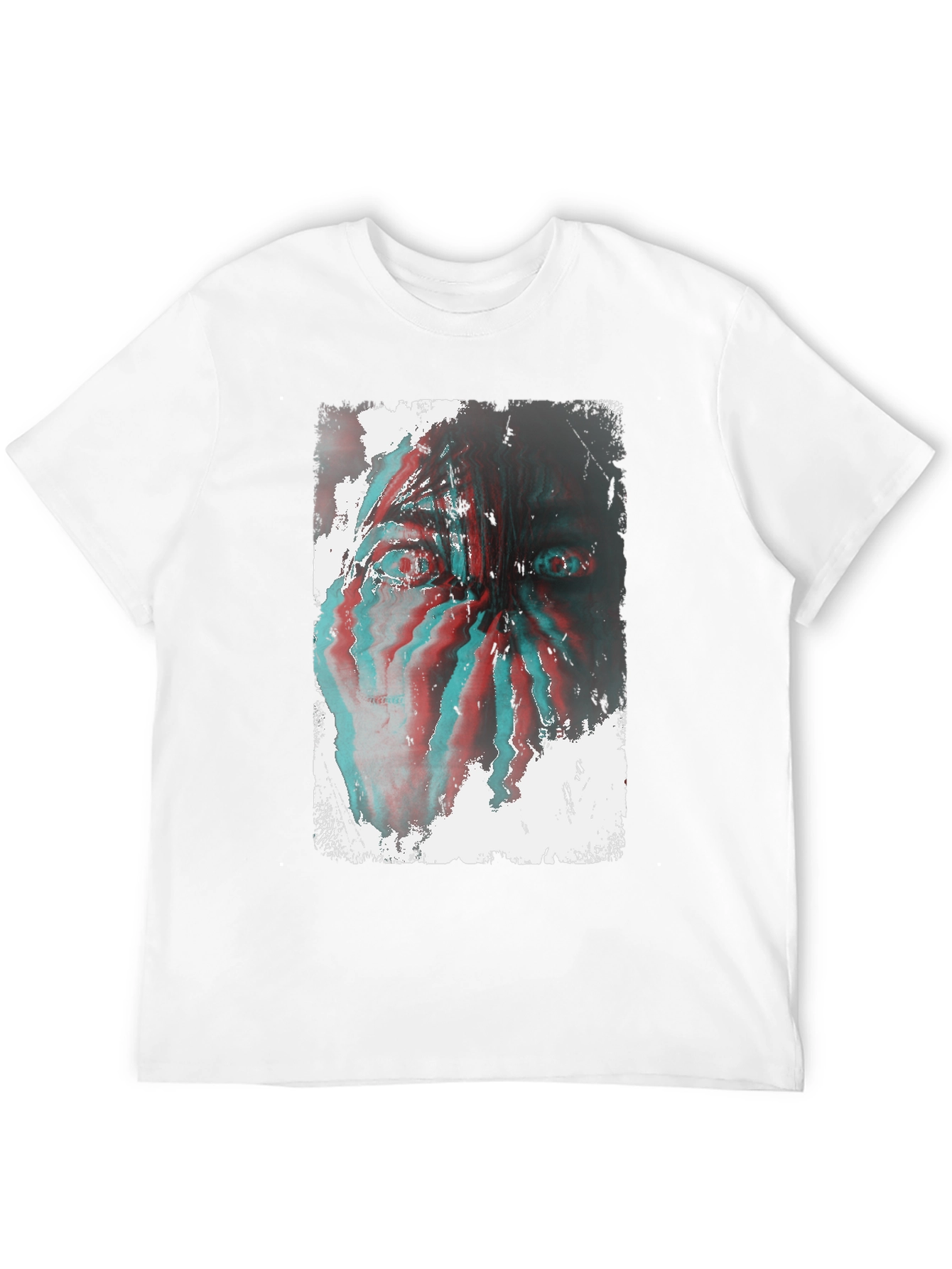 Distorted Face Graphic Tee - Black Cotton Blend