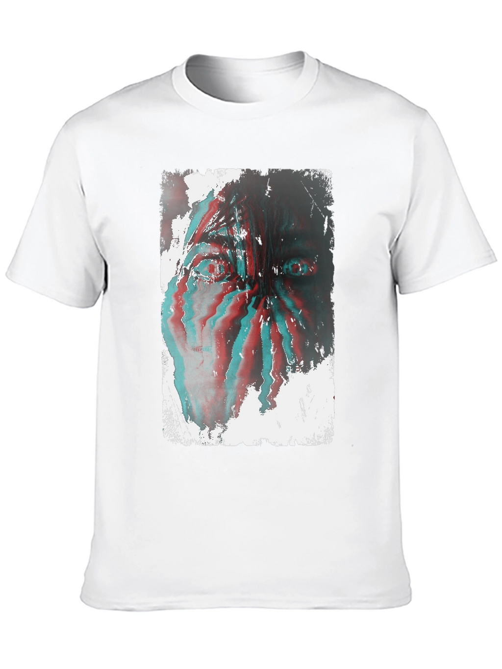 Distorted Face Graphic Tee - Black Cotton Blend