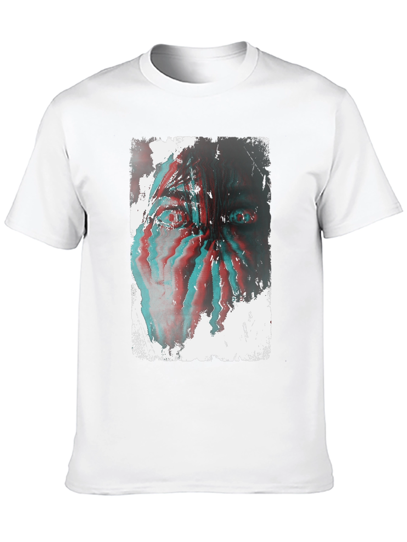 Distorted Face Graphic Tee - Black Cotton Blend
