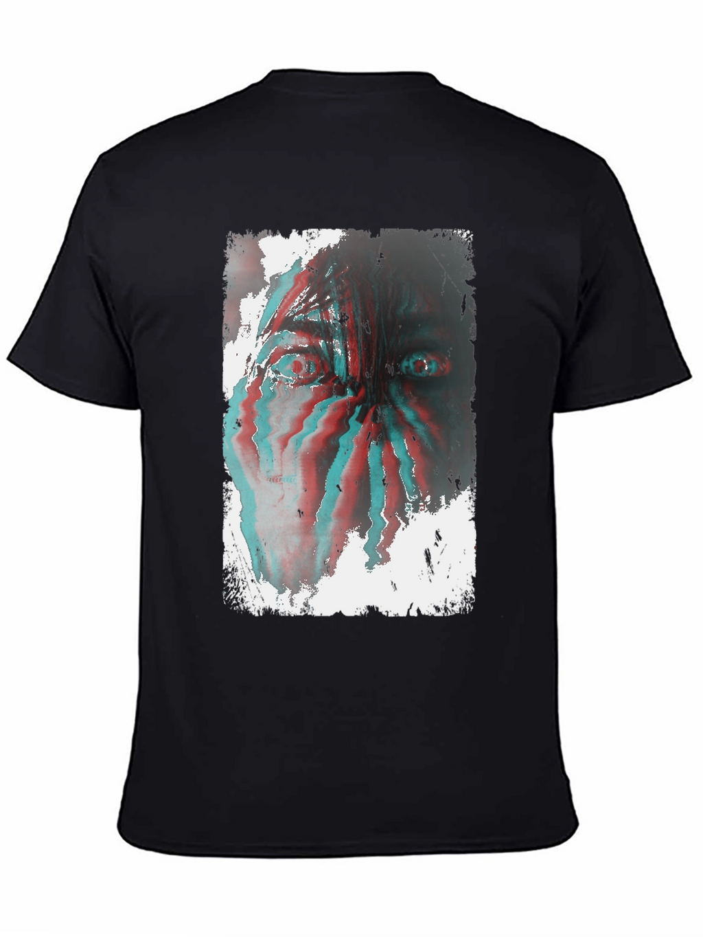 Distorted Face Graphic Tee - Black Cotton Blend