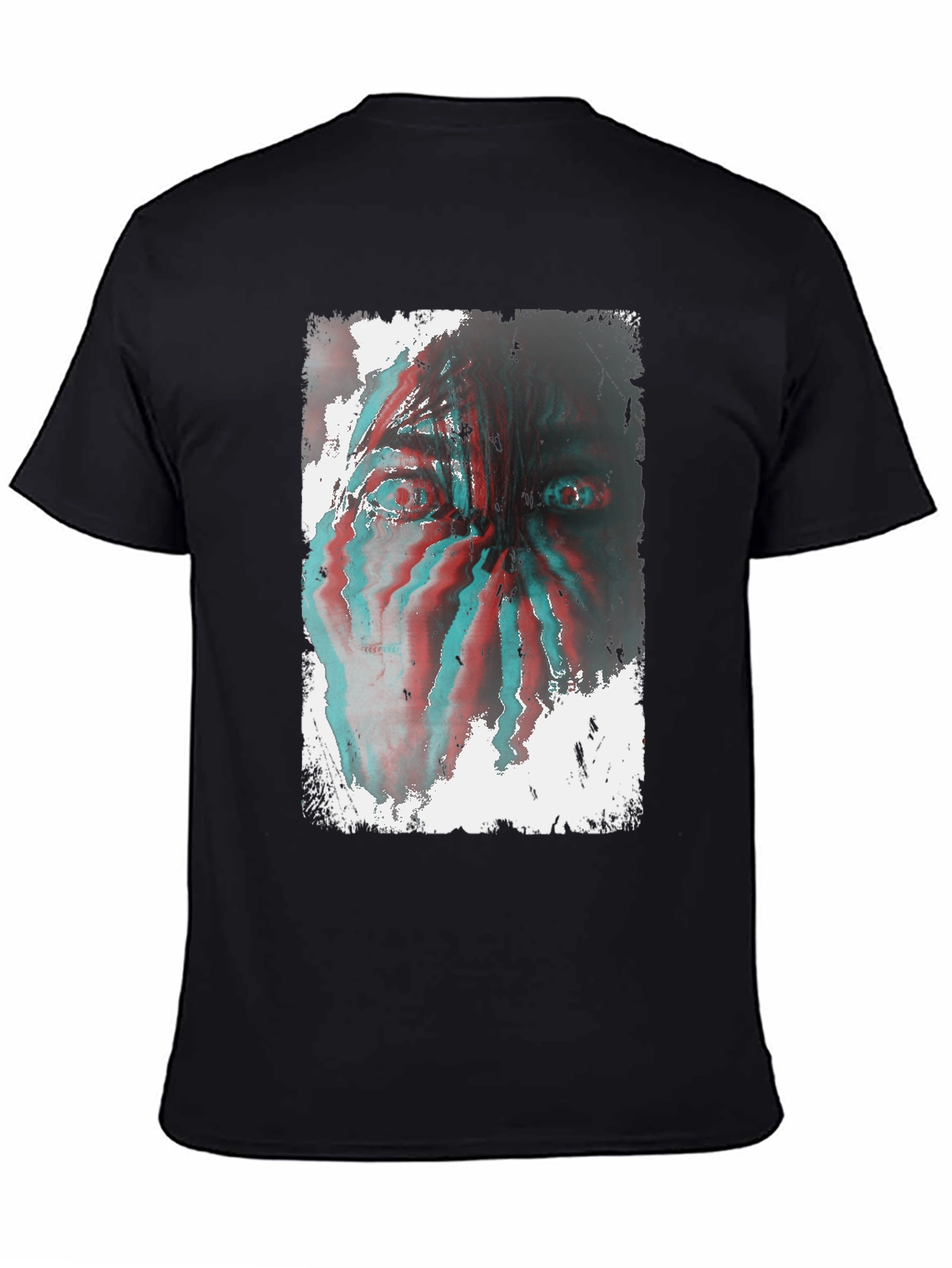 Distorted Face Graphic Tee - Black Cotton Blend