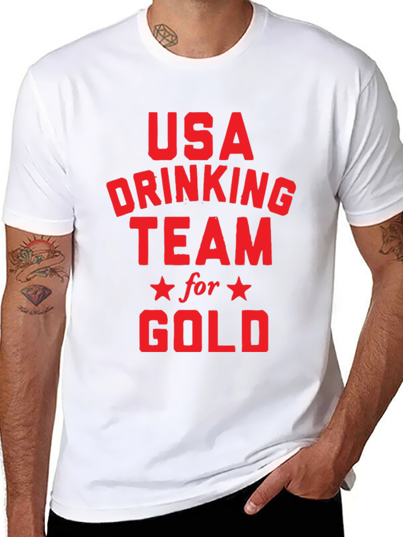 USA Drinking Team for Gold Black T-Shirt
