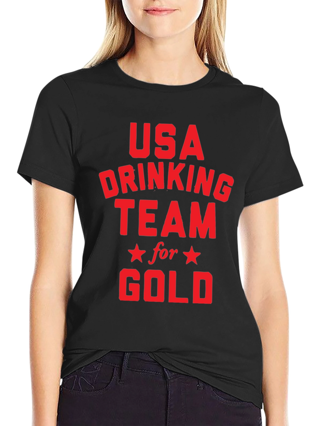 USA Drinking Team for Gold Black T-Shirt