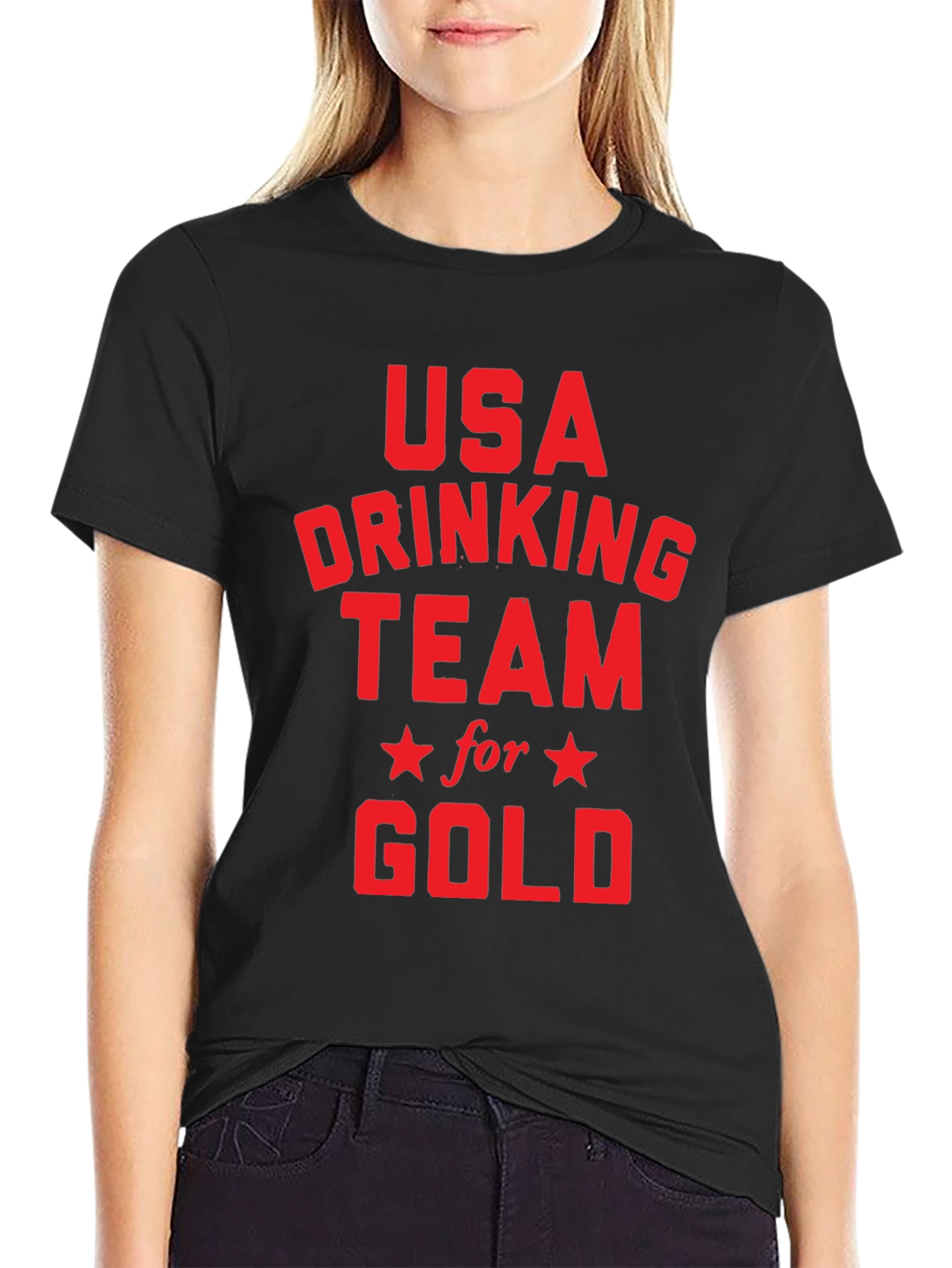 USA Drinking Team for Gold Black T-Shirt