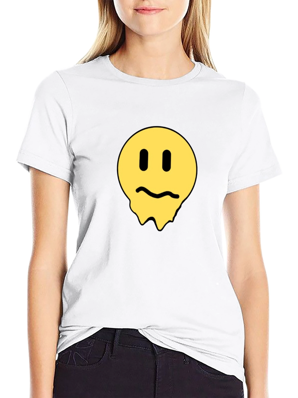 Melting Smiley Face Black T-Shirt