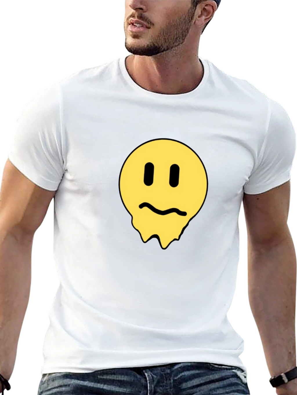 Melting Smiley Face Black T-Shirt