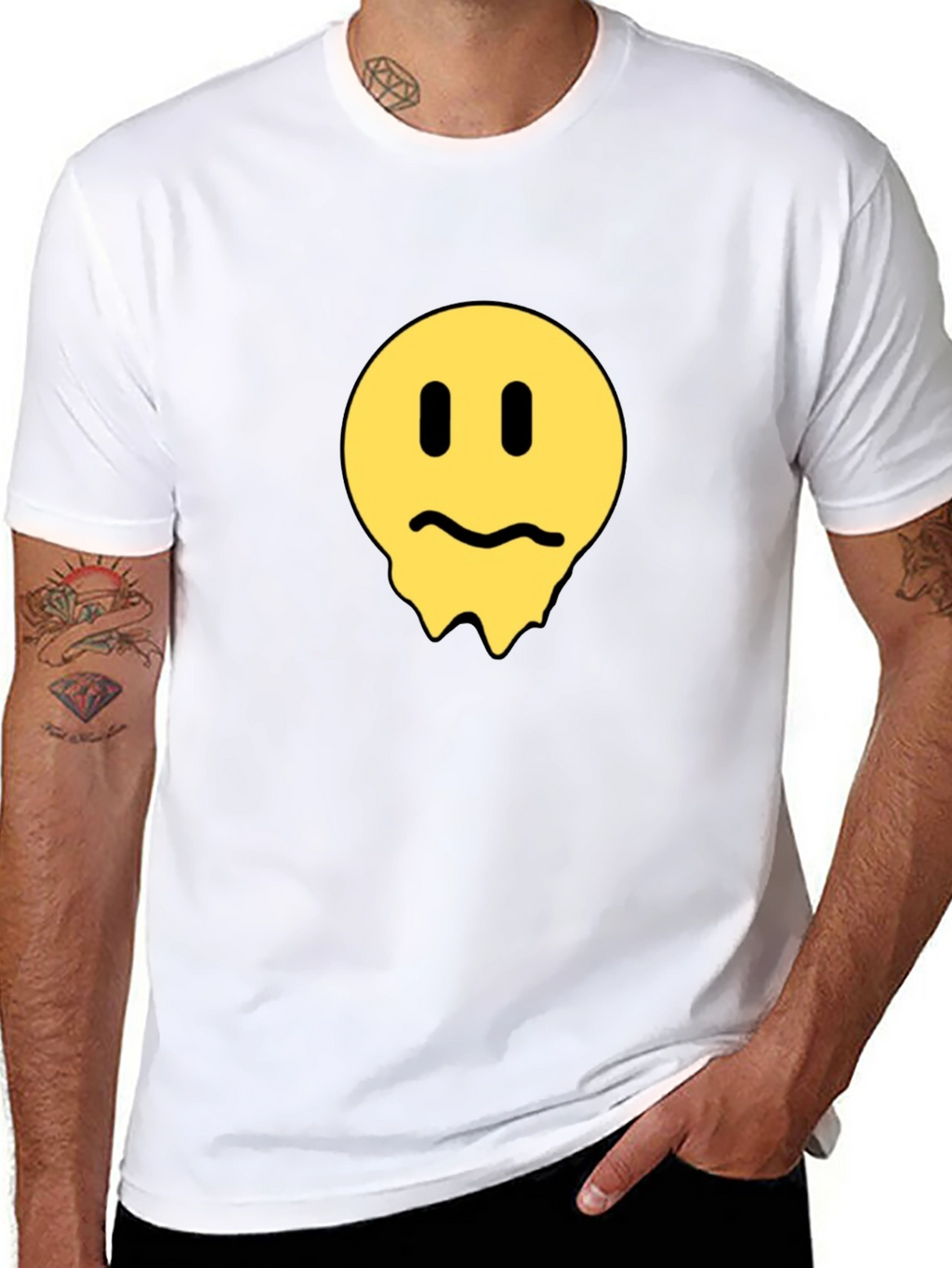 Melting Smiley Face Black T-Shirt
