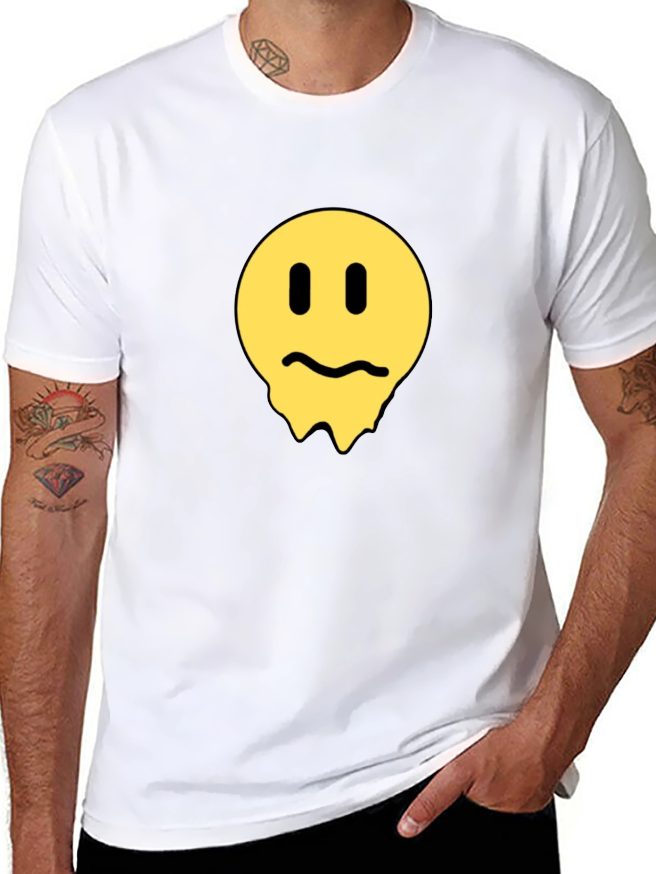 Melting Smiley Face Black T-Shirt