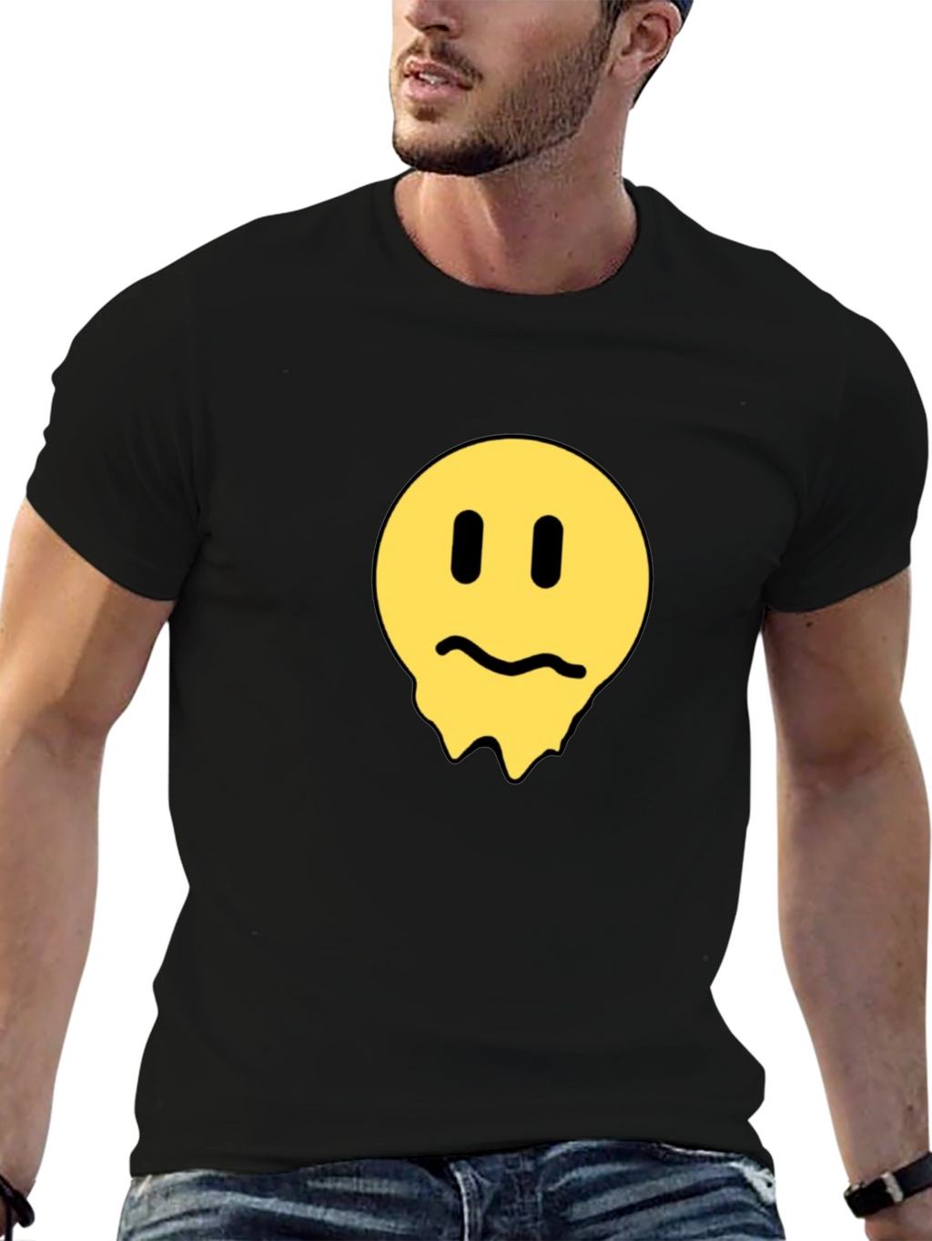 Melting Smiley Face Black T-Shirt