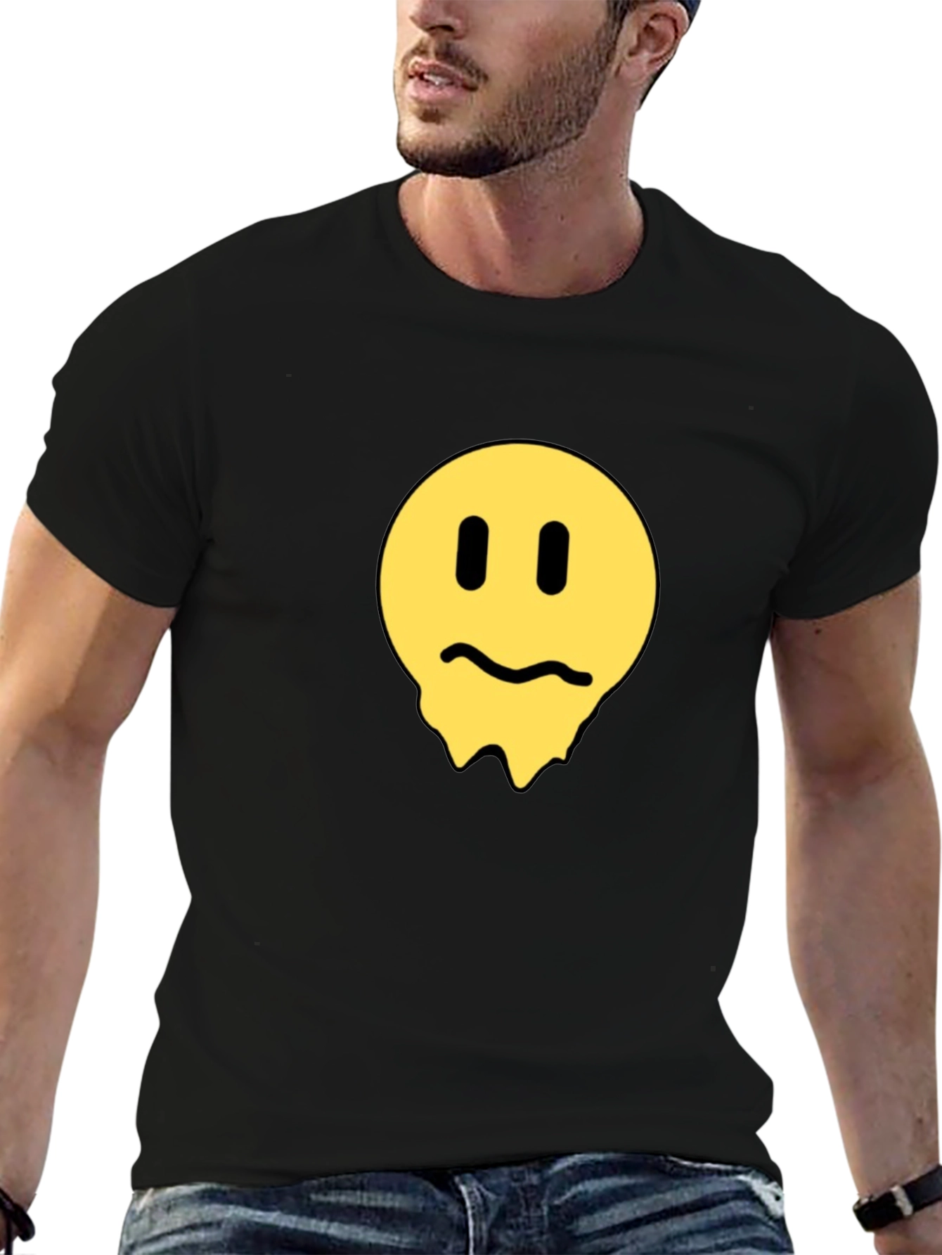 Melting Smiley Face Black T-Shirt
