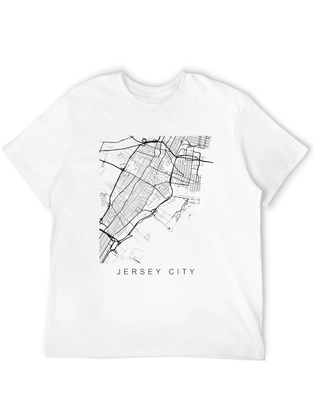 Jersey City Map Black T-Shirt