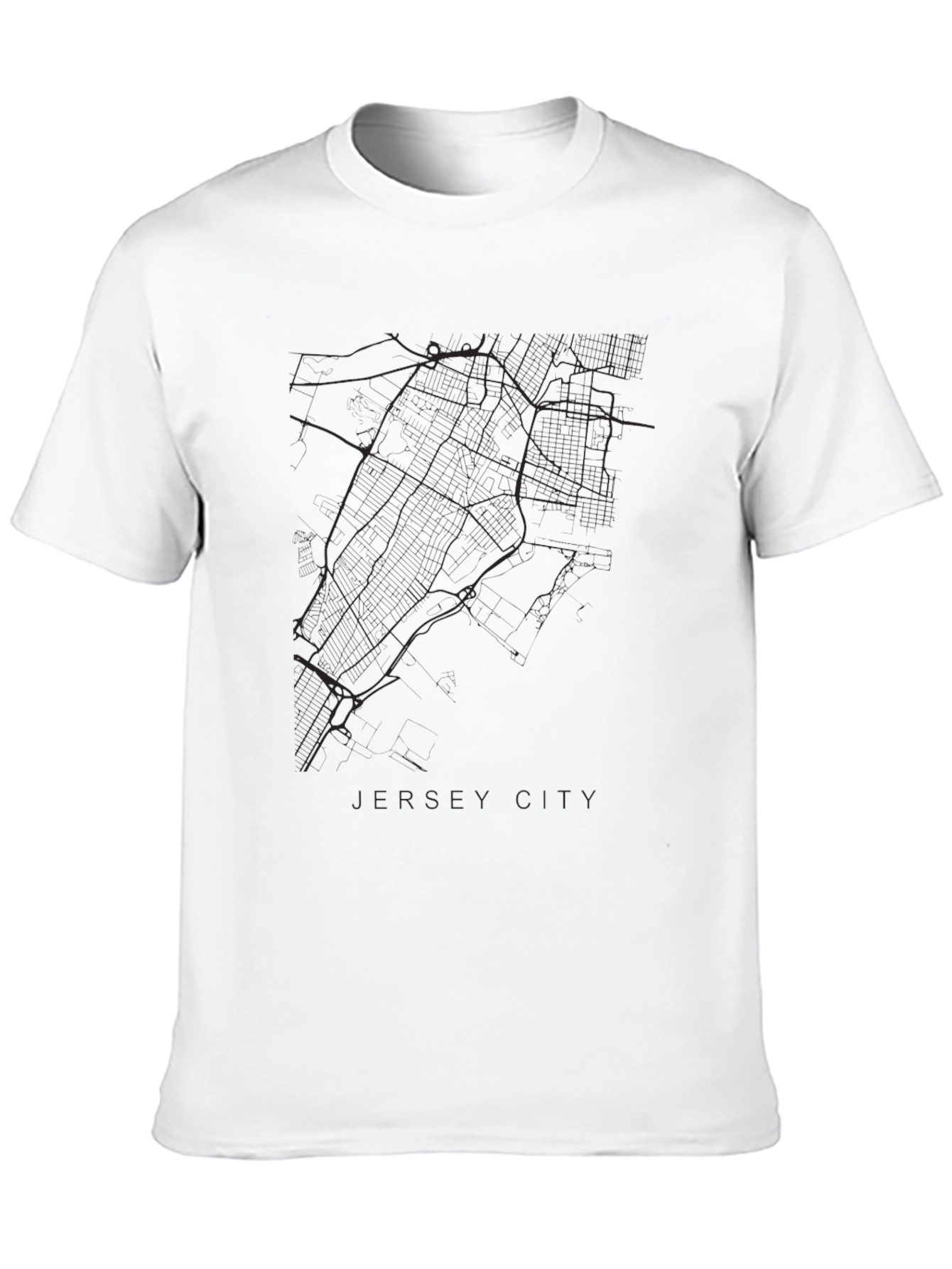 Jersey City Map Black T-Shirt
