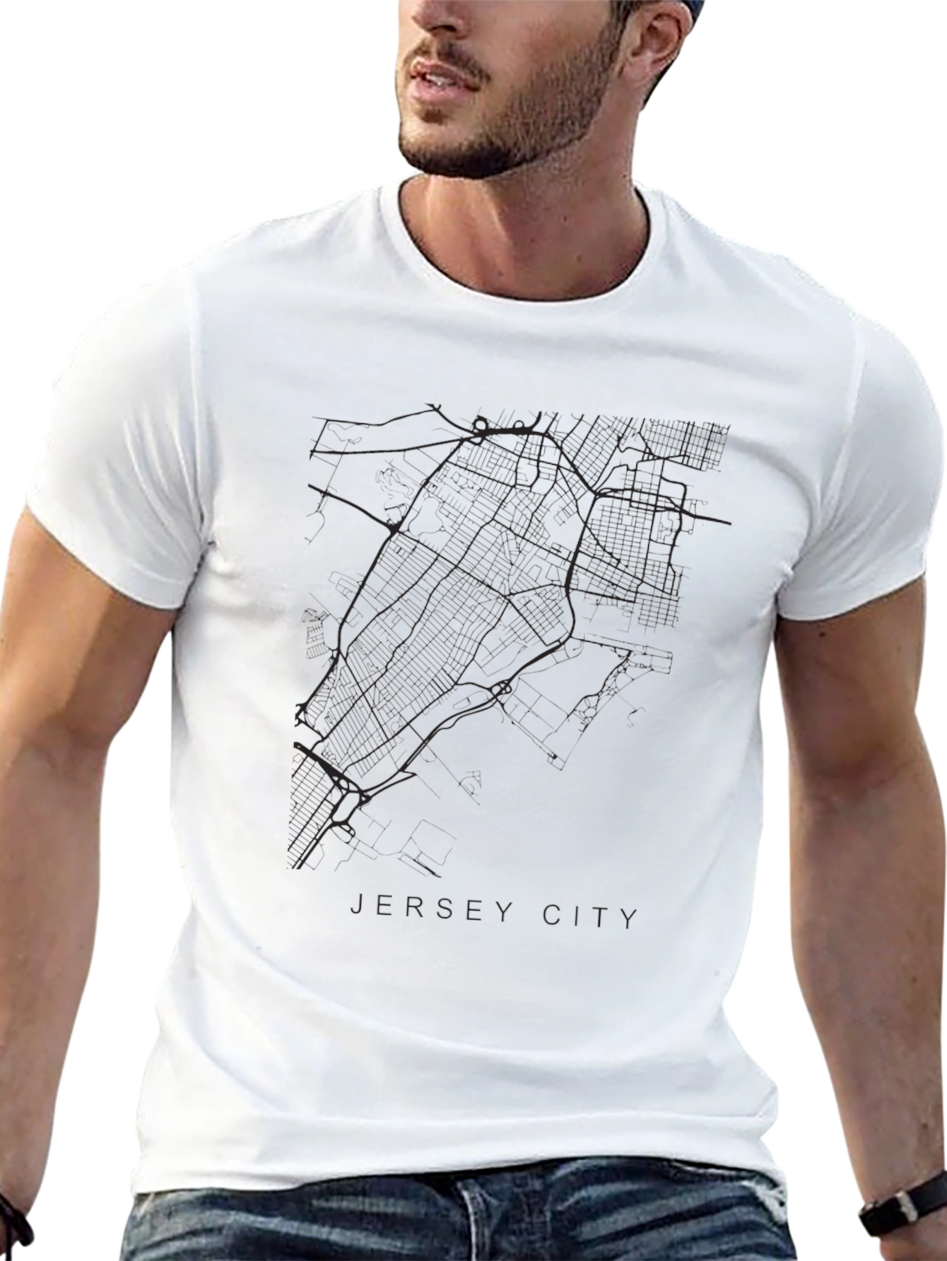 Jersey City Map Black T-Shirt