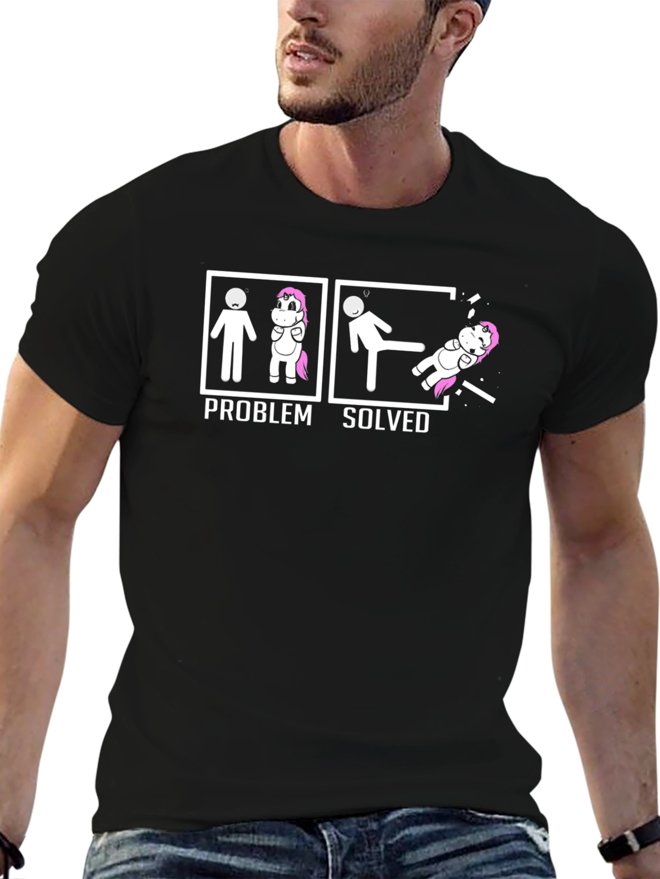Problem Solved Unicorn Graphic Tee - Black