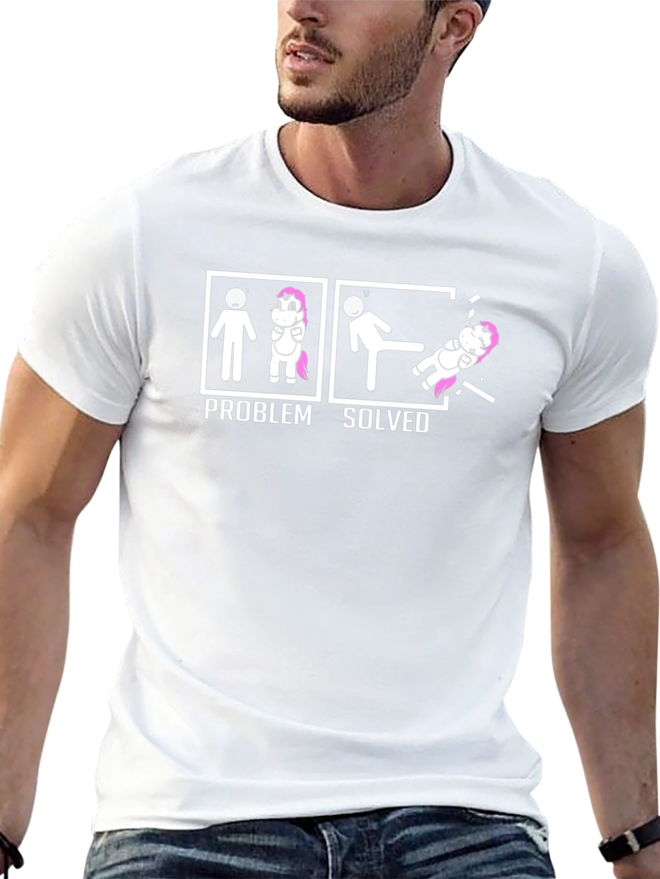 Problem Solved Unicorn Graphic Tee - Black
