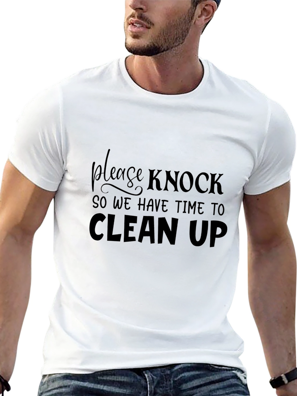Funny Slogan T-Shirt - Please Knock Before Entering