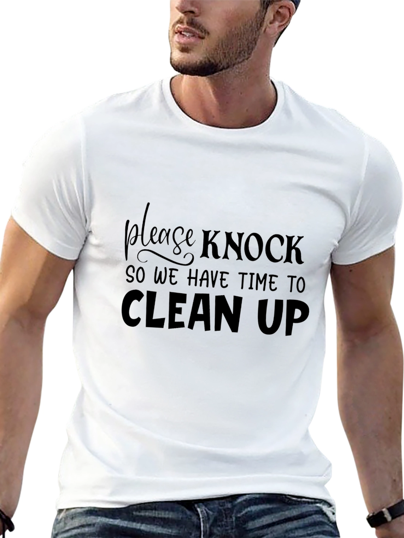 Funny Slogan T-Shirt - Please Knock Before Entering