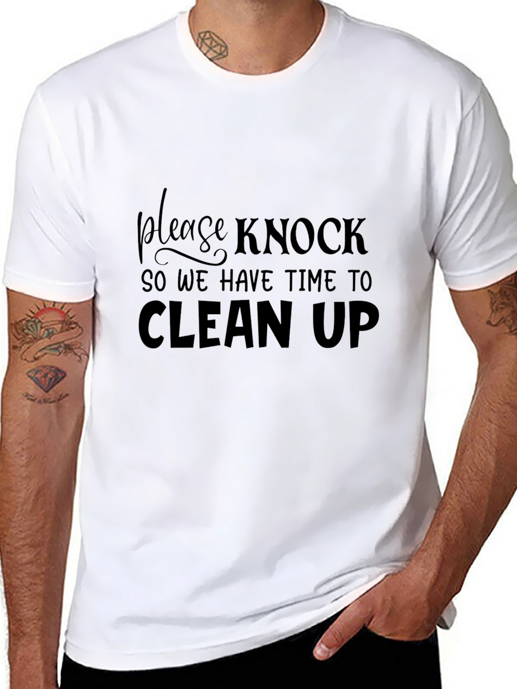Funny Slogan T-Shirt - Please Knock Before Entering