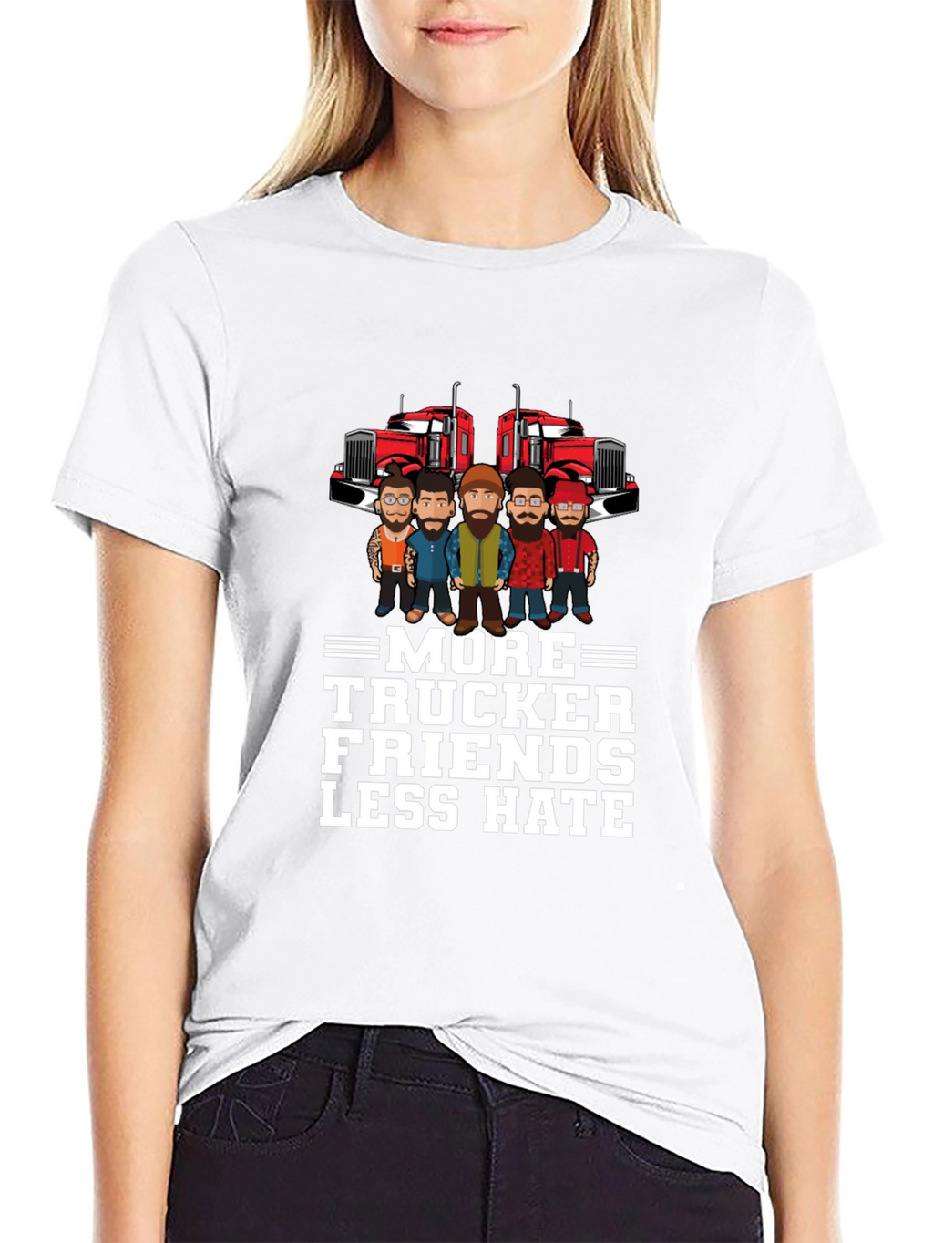 More Trucker Friends Less Hate Graphic T-Shirt