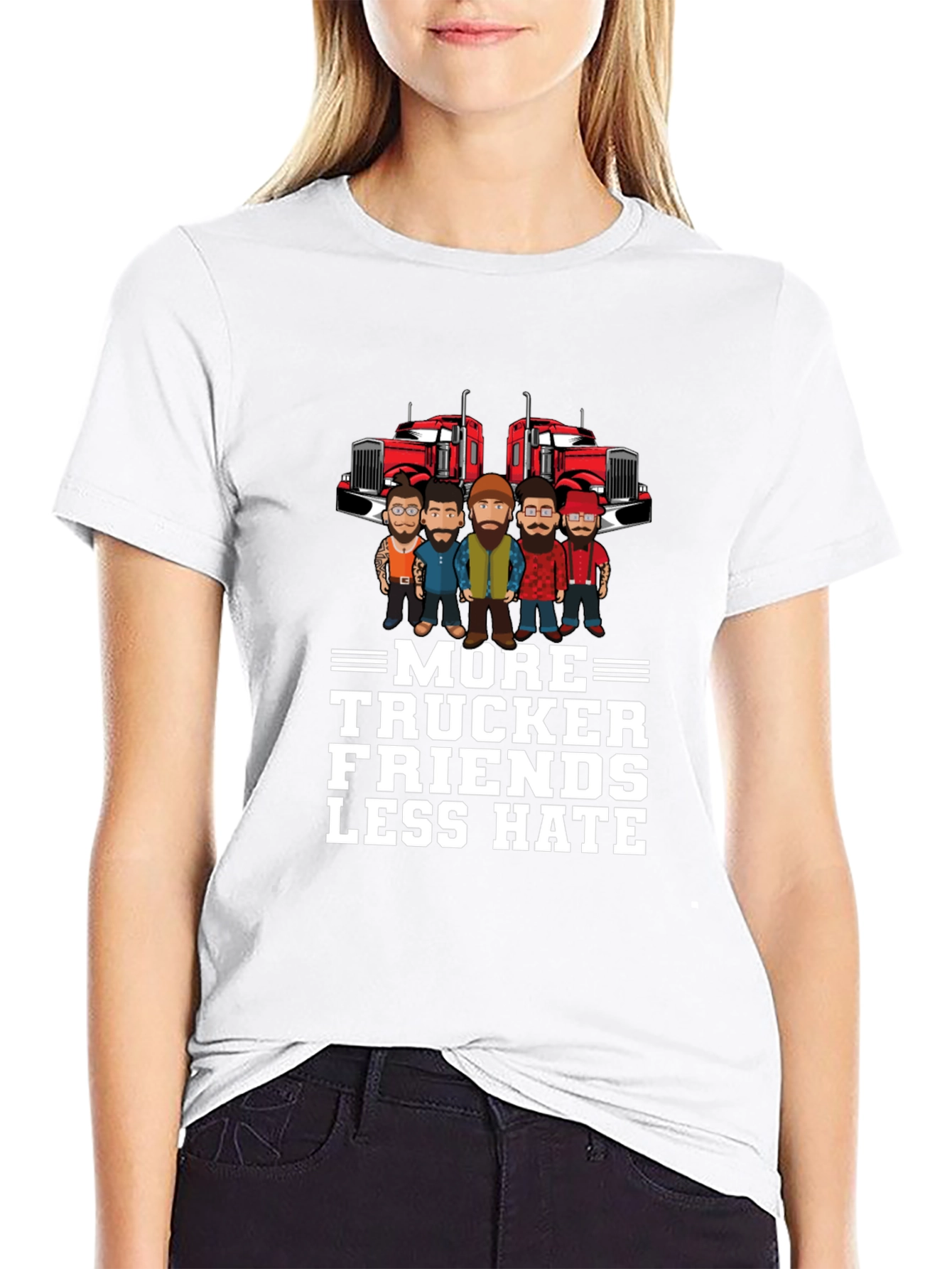 More Trucker Friends Less Hate Graphic T-Shirt