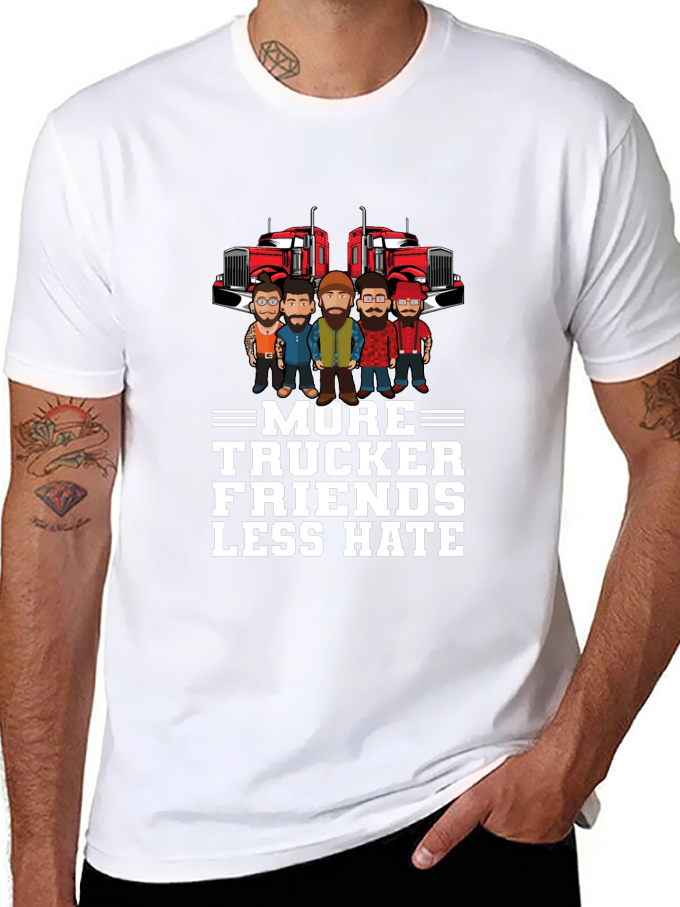 More Trucker Friends Less Hate Graphic T-Shirt