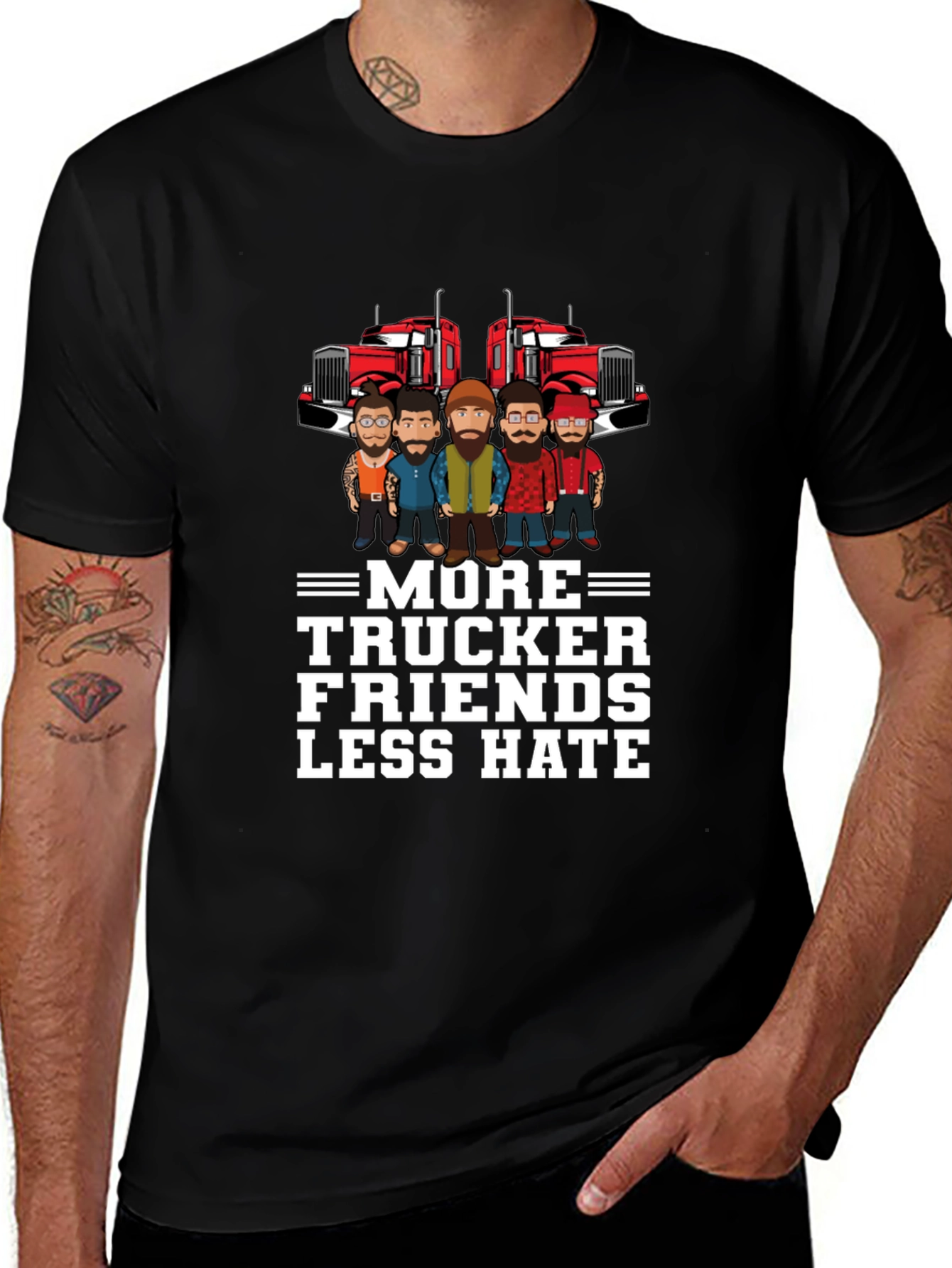 More Trucker Friends Less Hate Graphic T-Shirt