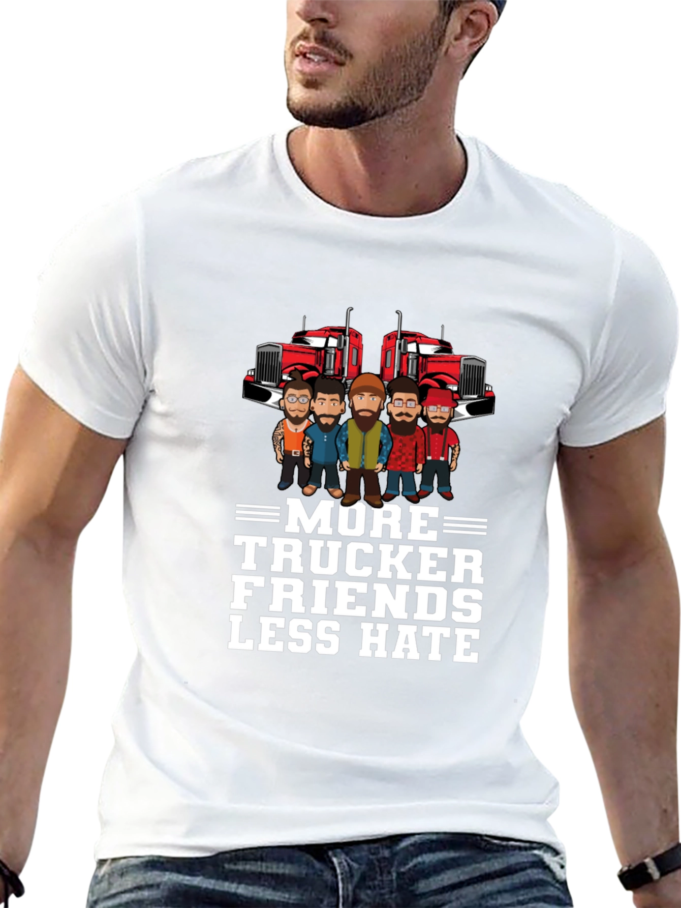 More Trucker Friends Less Hate Graphic T-Shirt