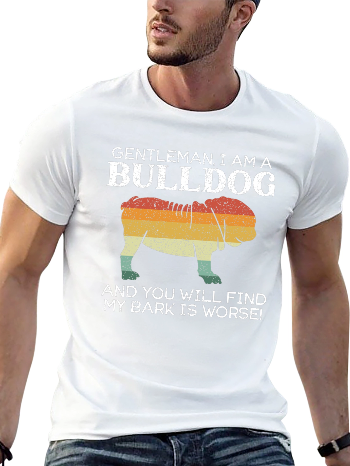 Gentleman Bulldog Graphic Tee - My Bark Is Worse!