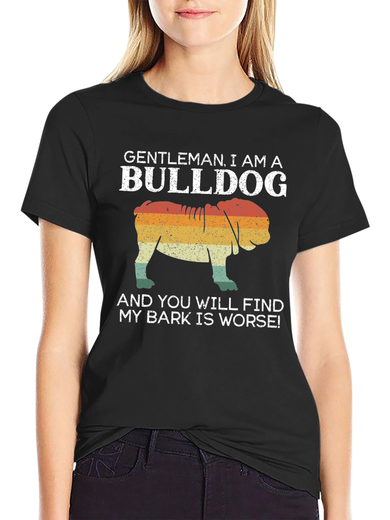 Gentleman Bulldog Graphic Tee - My Bark Is Worse!