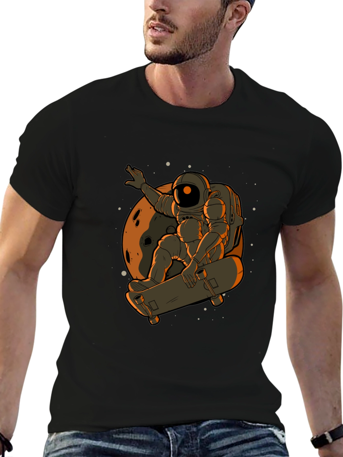 Astronaut Skateboard T-Shirt - Space Adventure Tee