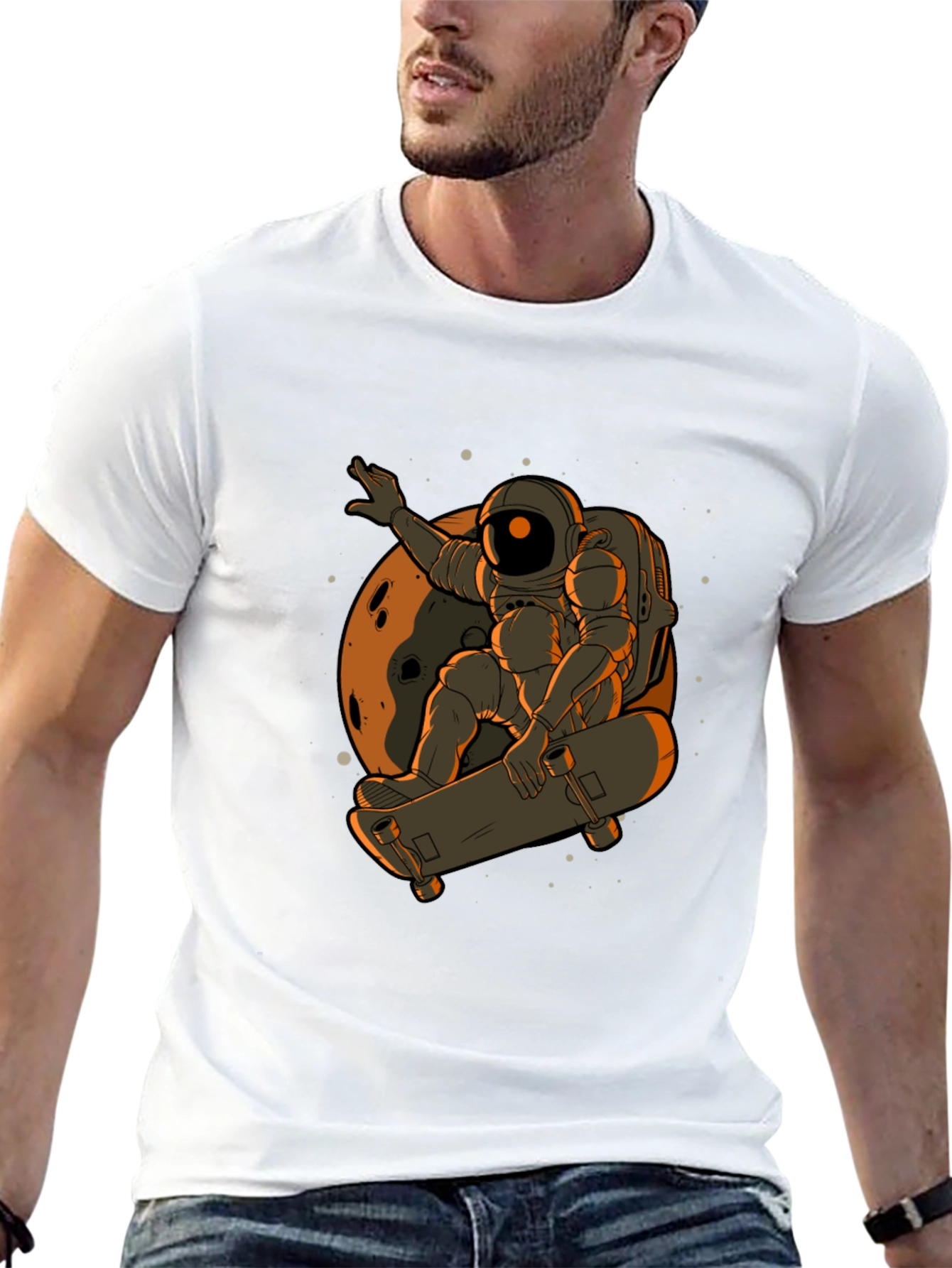 Astronaut Skateboard T-Shirt - Space Adventure Tee