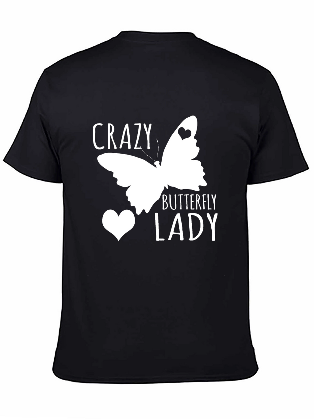 Crazy Butterfly Lady Black Graphic T-Shirt