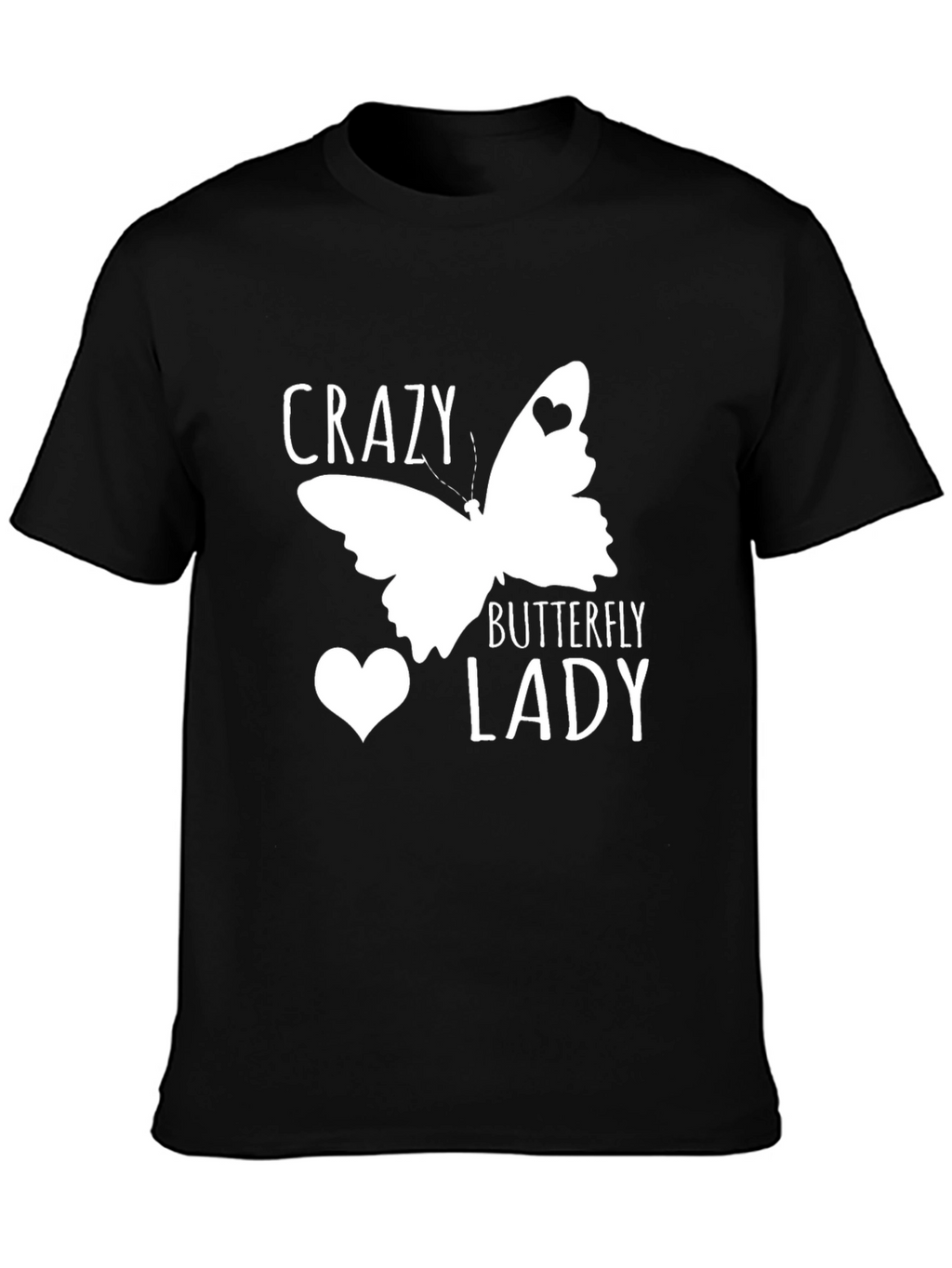 Crazy Butterfly Lady Black Graphic T-Shirt