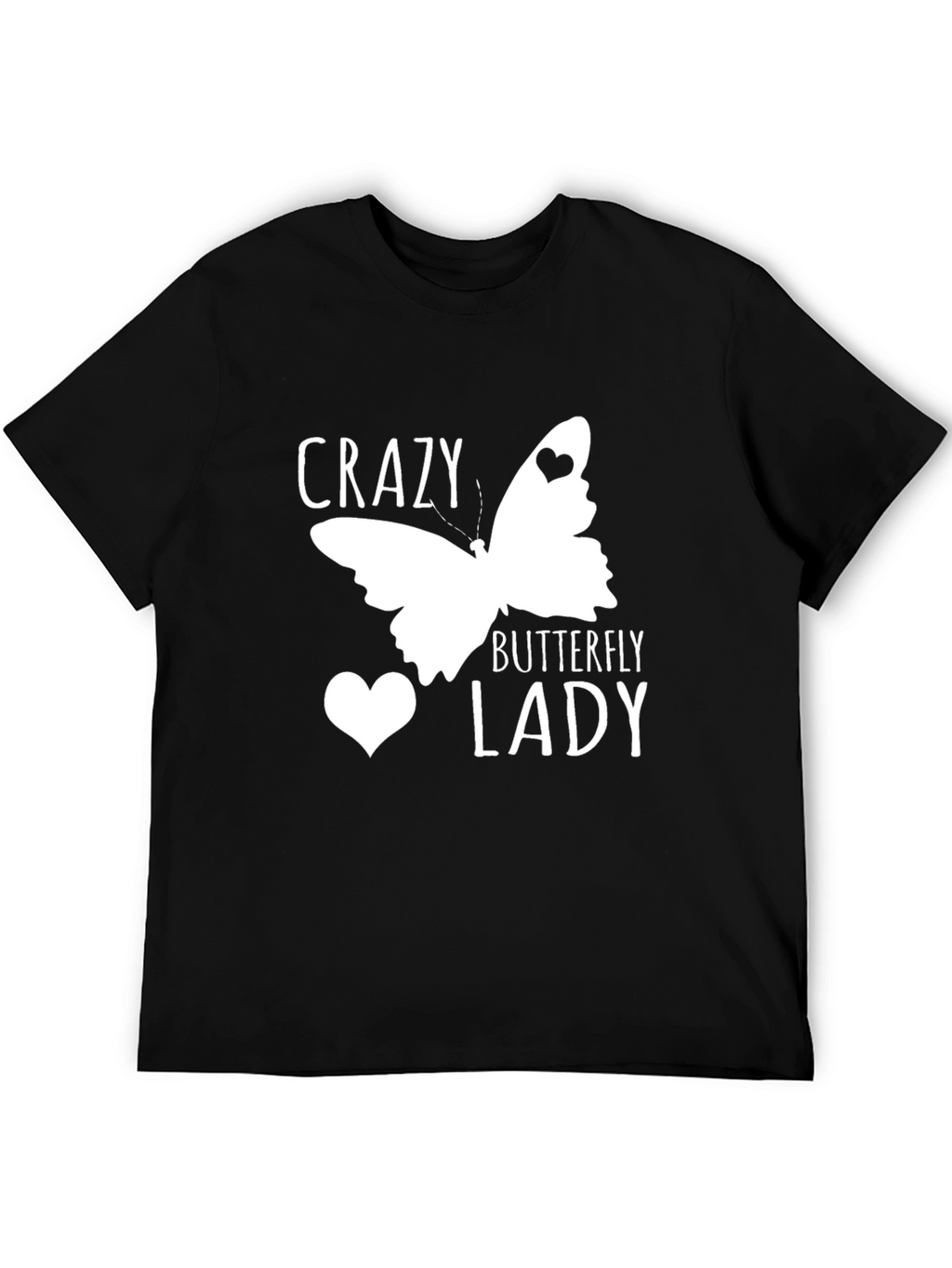Crazy Butterfly Lady Black Graphic T-Shirt