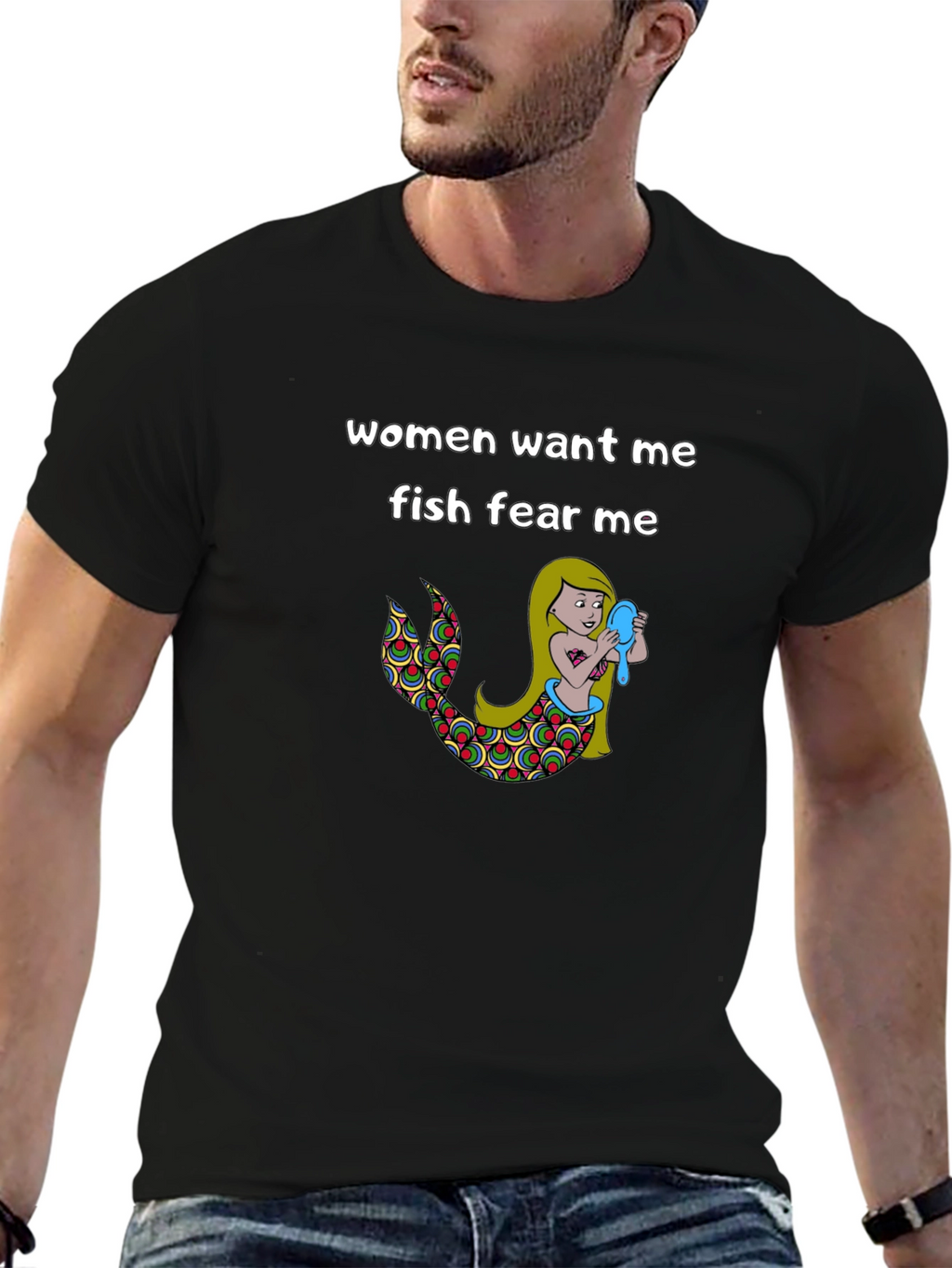 Women Want Me Fish Fear Me Graphic Tee