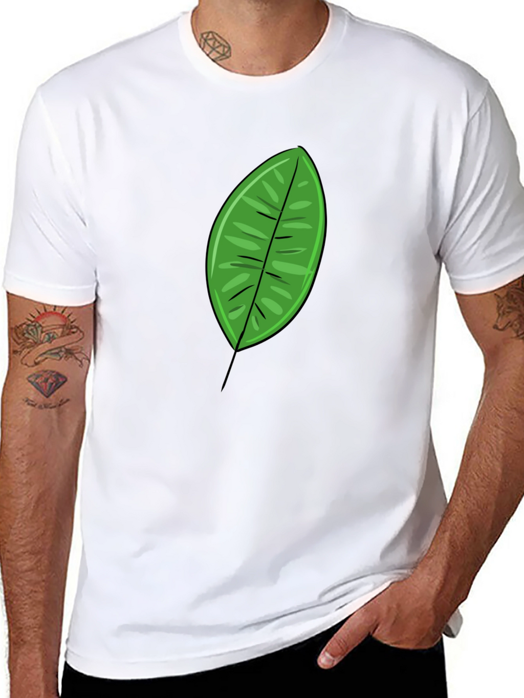 Green Leaf Graphic T-Shirt - Casual Mens Tee