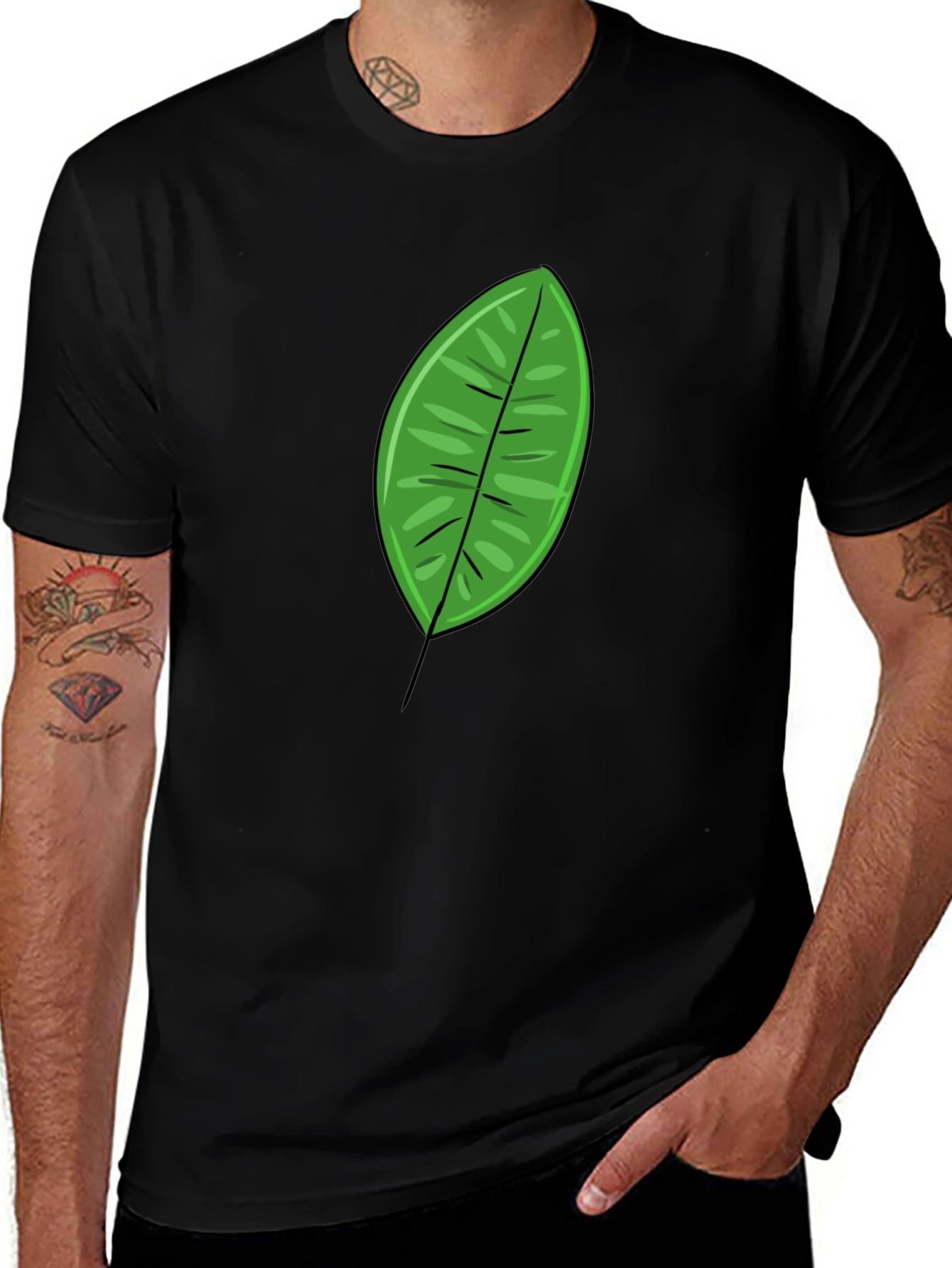 Green Leaf Graphic T-Shirt - Casual Mens Tee