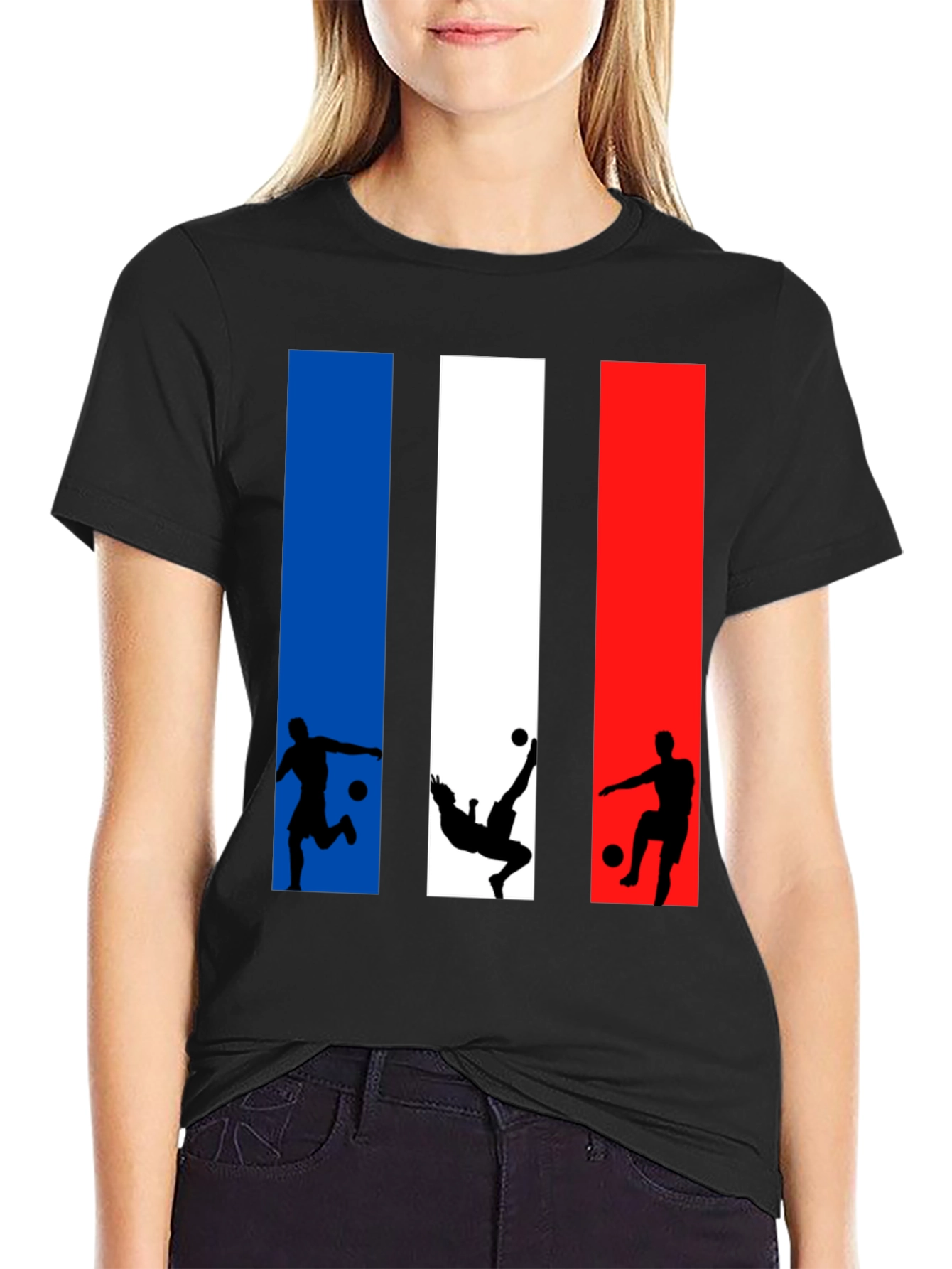 France Soccer T-Shirt Tricolor Football Design