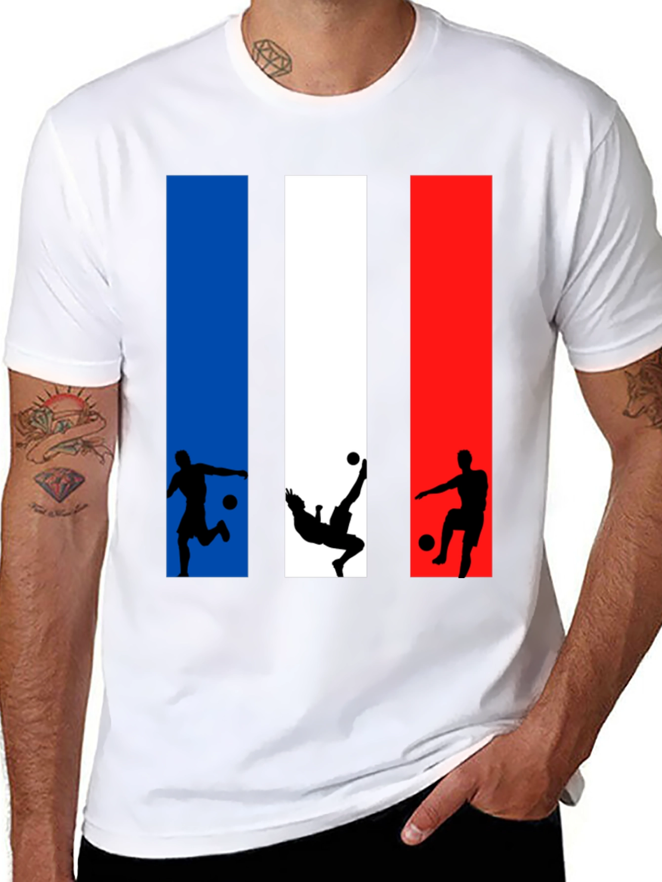 France Soccer T-Shirt Tricolor Football Design