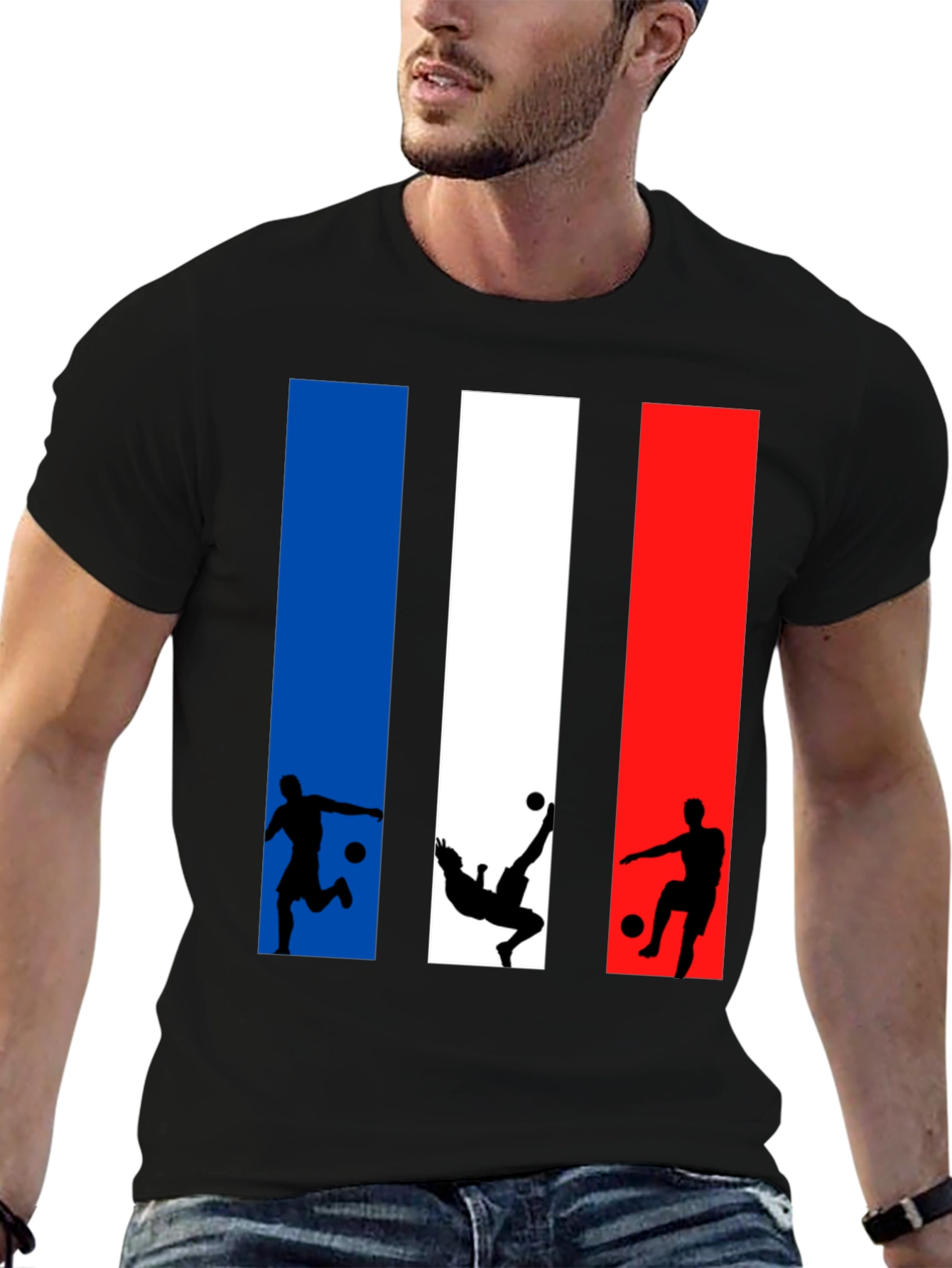 France Soccer T-Shirt Tricolor Football Design
