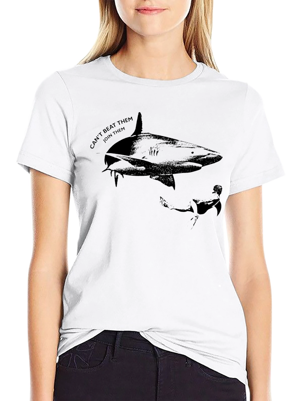 Shark Graphic T-Shirt - Cant Beat Them Join Them