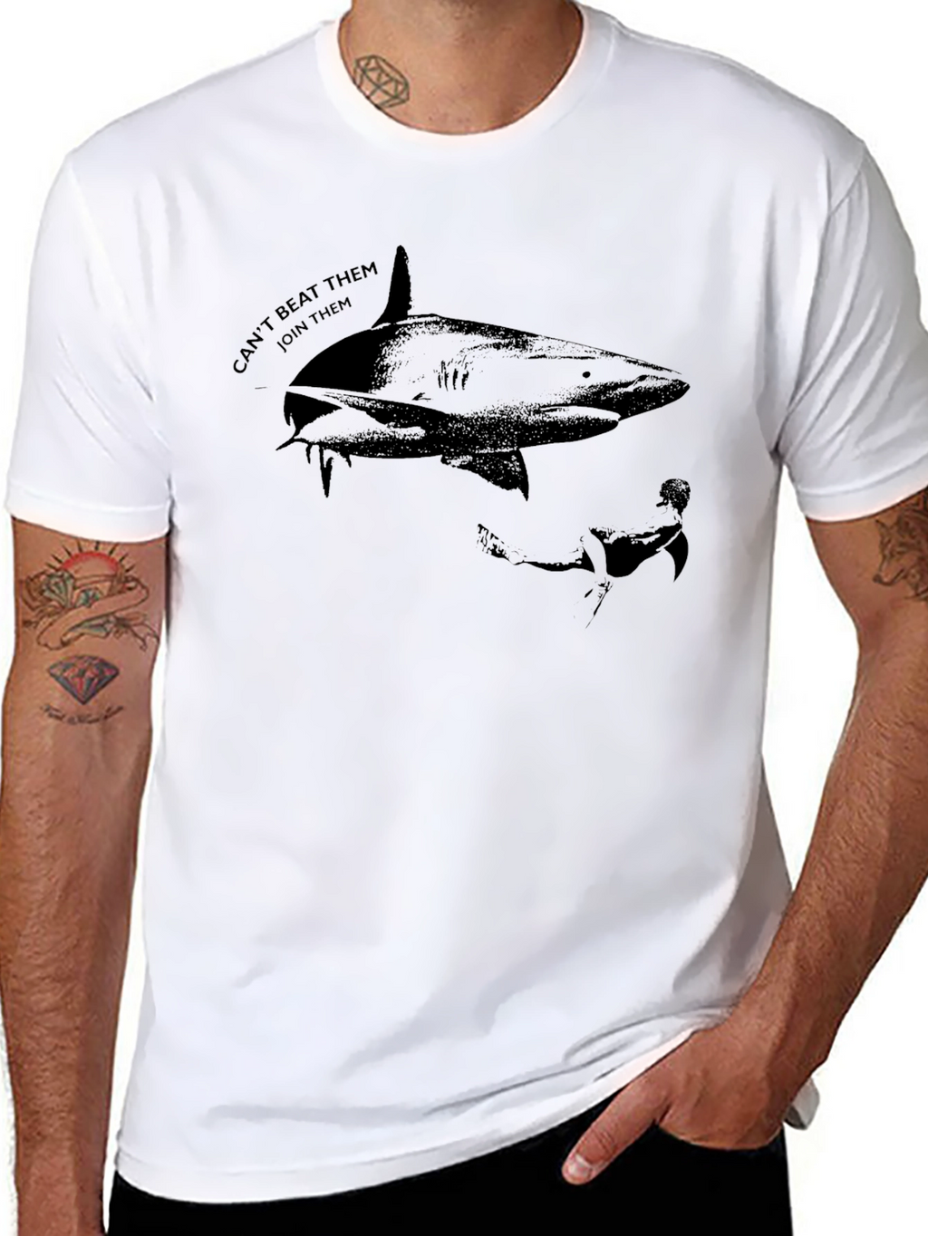 Shark Graphic T-Shirt - Cant Beat Them Join Them