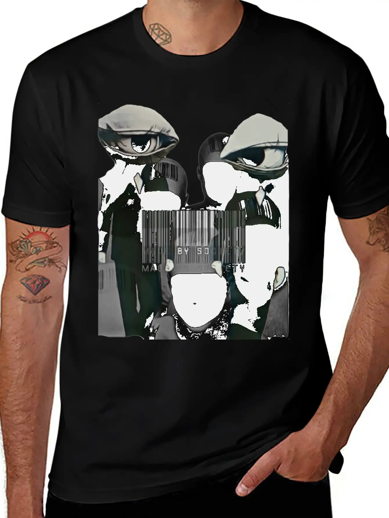 Made By Society Eye Ball Men In Black Unisex Casual T-Shirt – Clean Design For Daily Comfort