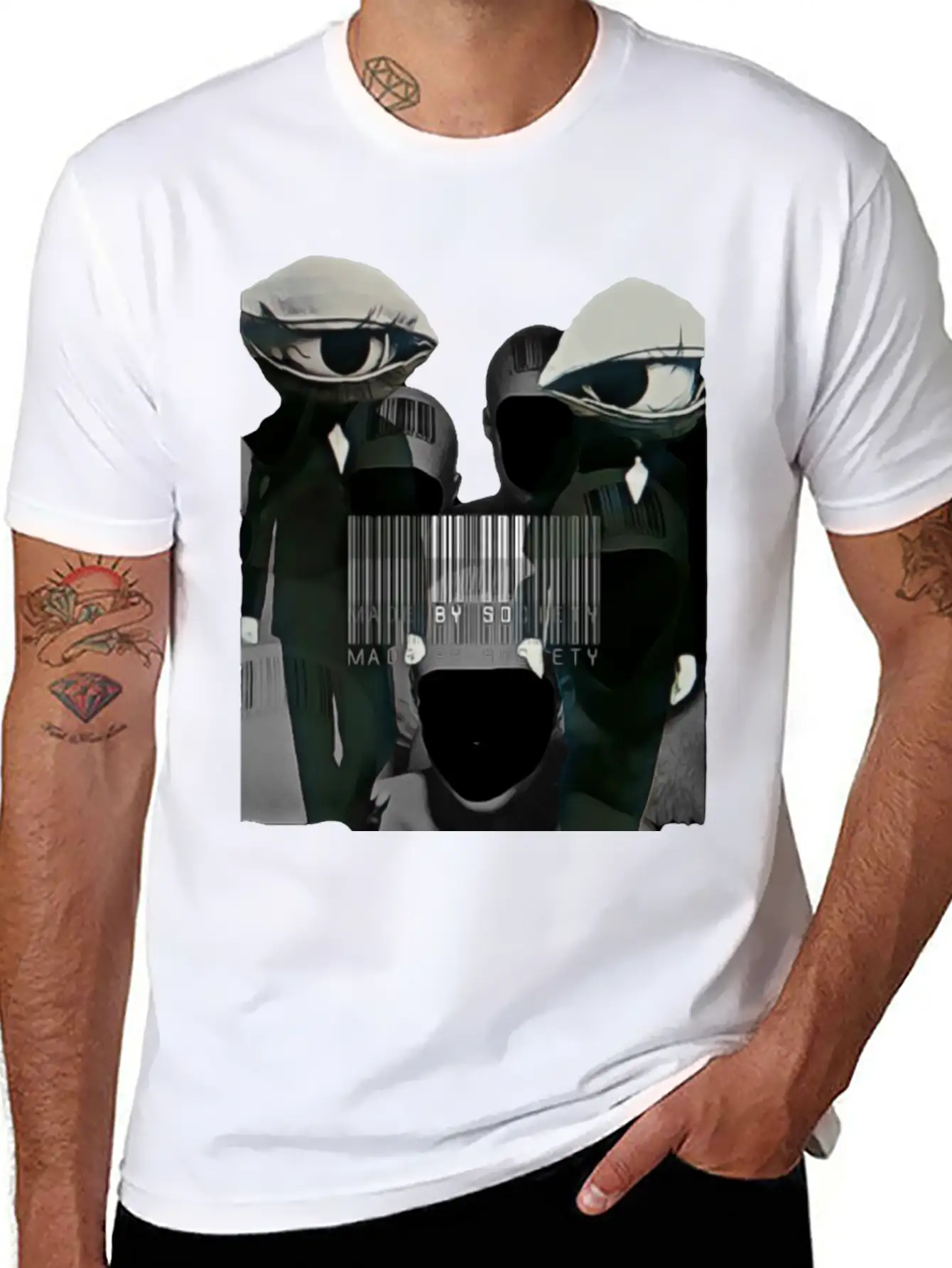 Made By Society Eye Ball Men In Black Unisex Casual T-Shirt – Clean Design For Daily Comfort