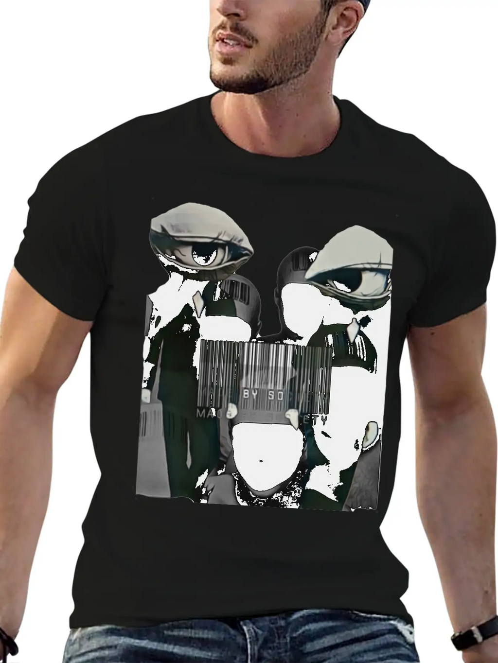 Made By Society Eye Ball Men In Black Unisex Casual T-Shirt – Clean Design For Daily Comfort