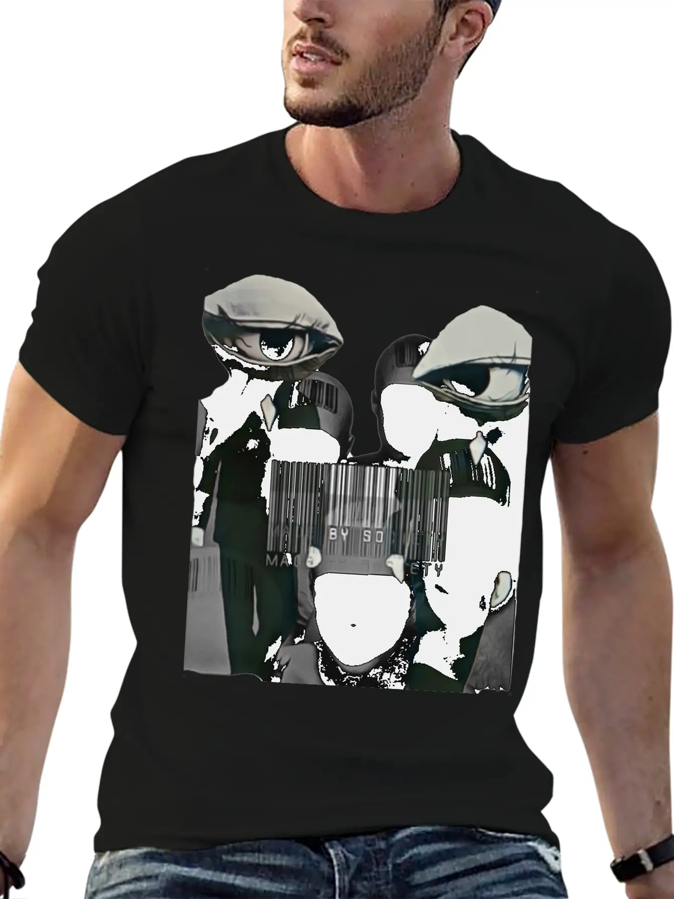 Made By Society Eye Ball Men In Black Unisex Casual T-Shirt – Clean Design For Daily Comfort