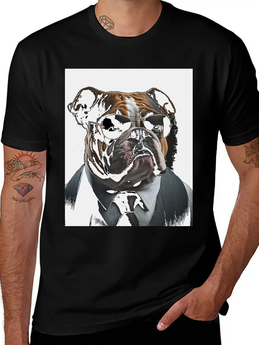 Mafia Boss English Bulldog Dog Unisex Casual T-Shirt – Clean Design For Daily Comfort
