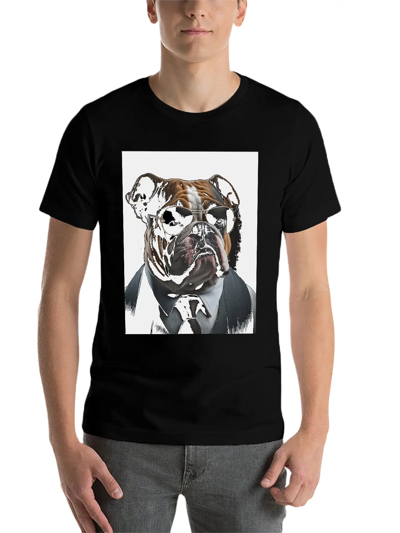 Mafia Boss English Bulldog Dog Unisex Casual T-Shirt – Clean Design For Daily Comfort