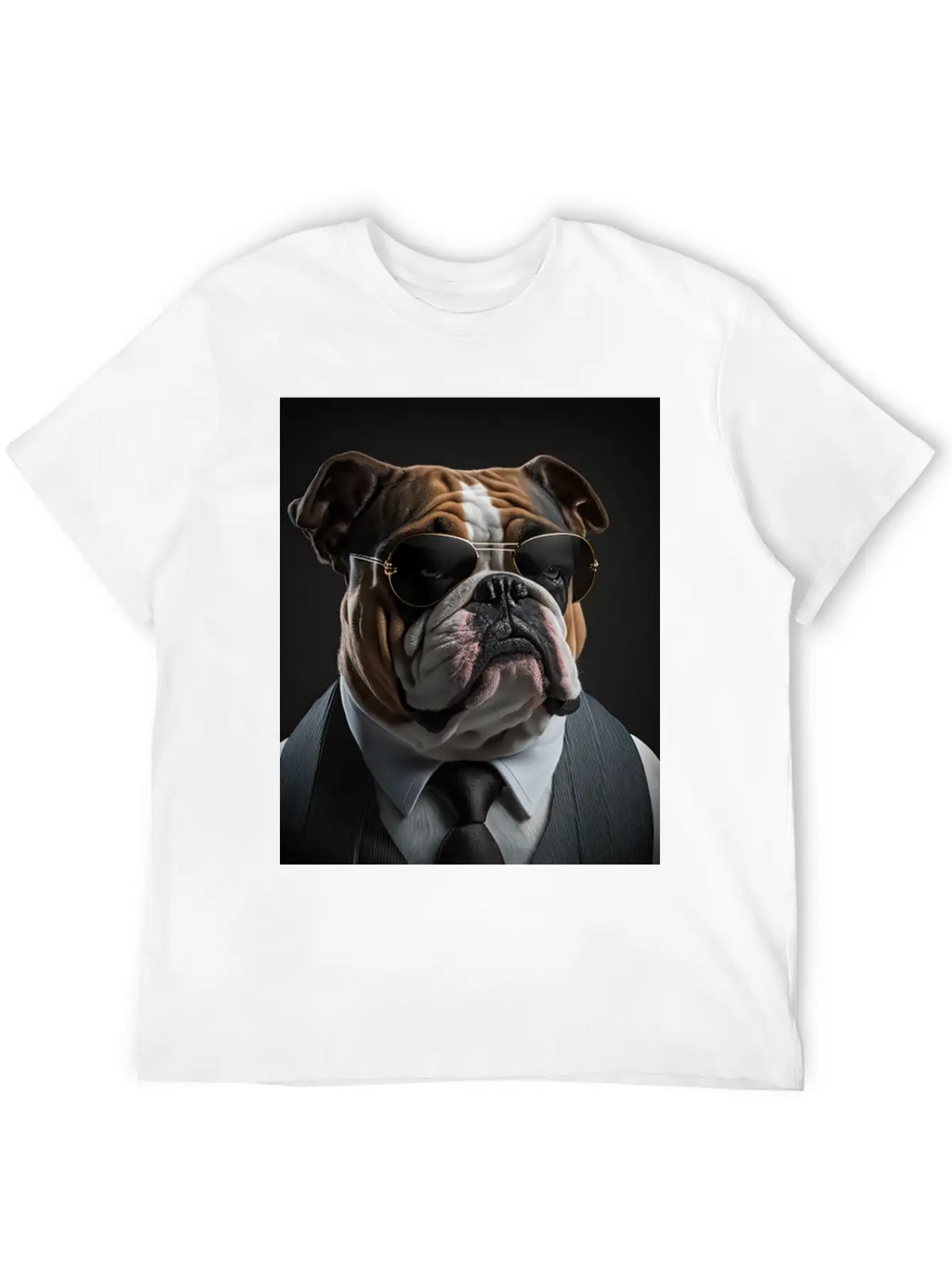 Mafia Boss English Bulldog Dog Unisex Casual T-Shirt – Clean Design For Daily Comfort