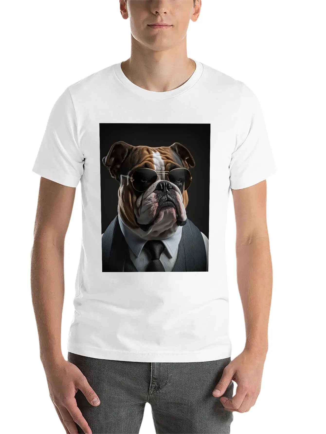 Mafia Boss English Bulldog Dog Unisex Casual T-Shirt – Clean Design For Daily Comfort